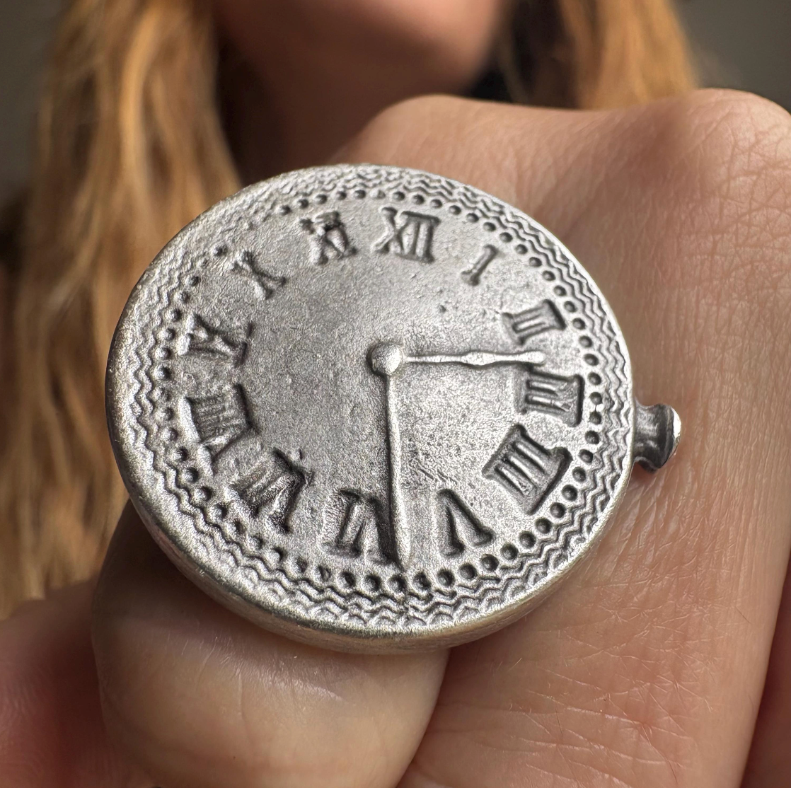 Roman Numeral Clock Face Ring | Adjustable Brass Ring | Vintage Boho Minimalist Jewelry for Women