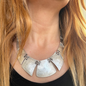 Boho Bib Necklace - Antique Silver Tone, Tribal Statement Jewelry