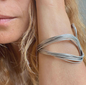 Artisan Silver Wave Cuff Bracelet - Organic Fluid Open Bangle - Handcrafted Sculptural Statement Jewelry - Unique Gift for Her