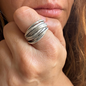 Rustic Silver Finish Brass Wrap Ring – Adjustable Organic Band
