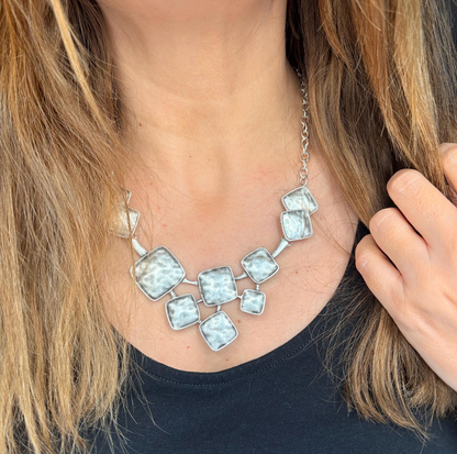 Chunky Vintage Style Necklace, Geometric Statement Jewelry, Gift for her