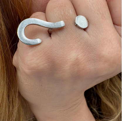 Silver Plated Question Mark Ring | Minimalist Statement Adjustable Jewelry, for Christmas Gift