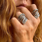Adjustable Silver Wrap Ring with Chunky Wire Design – Gift for Her