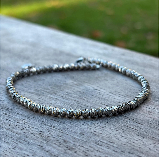 Stainless Steel Beaded Anklet | Silver Ankle Bracelet for Women, Minimalist Jewelry