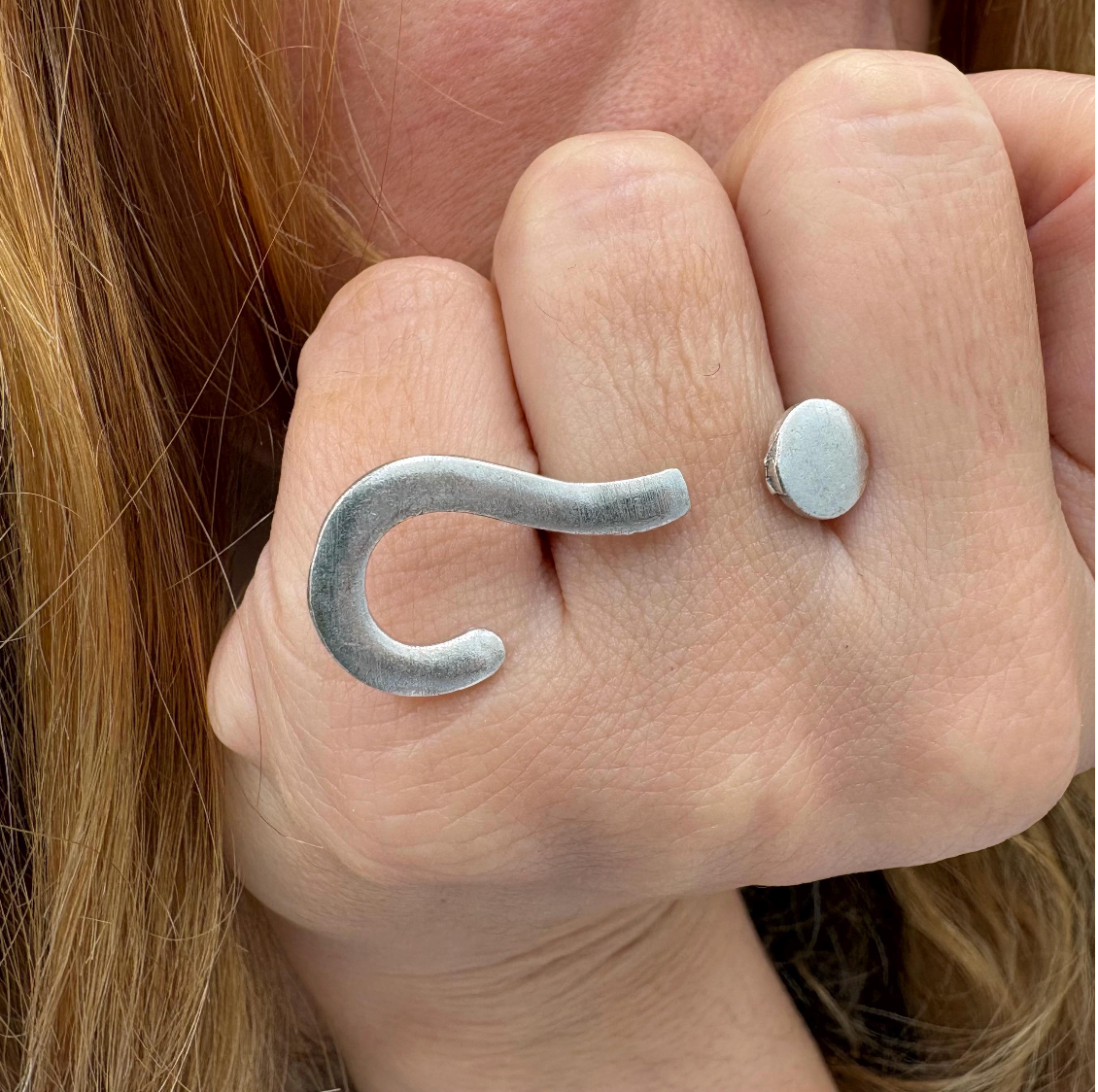 Silver Plated Question Mark Ring | Minimalist Statement Adjustable Jewelry, for Christmas Gift