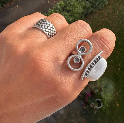 Handcrafted Abstract Silver Vintage Ring - Unique Modern Art Jewelry - Ring For Women