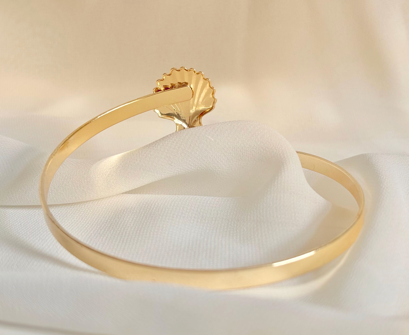 Boho Brass Arm Cuff: Shell and Faux Pearl Armlet