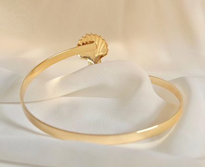 Boho Brass Arm Cuff: Shell and Faux Pearl Armlet