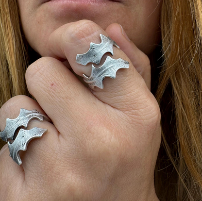 Antique Silver Gothic Armor Ring • Unisex Fantasy Jewelry