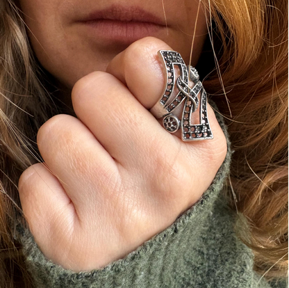 Abstract Brass Statement Ring • Modernist Open Back, Adjustable Size • Gift For Her