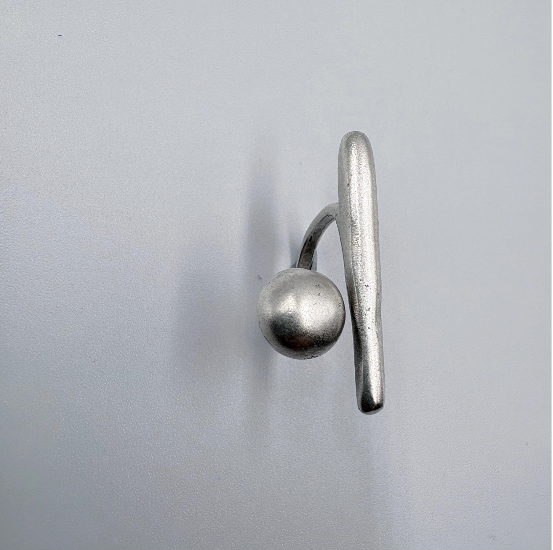 Handmade Brass Ring - Minimalist Geometric Bar and Sphere, Adjustable Size