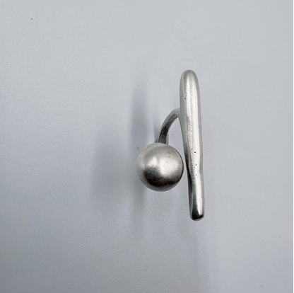 Handmade Brass Ring - Minimalist Geometric Bar and Sphere, Adjustable Size