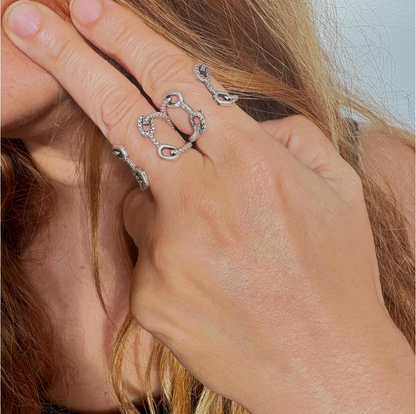 Adjustable Knotted Loop Ring — Brass Rope Open Band — Boho Artisan Vintage-Inspired Textured Statement Ring