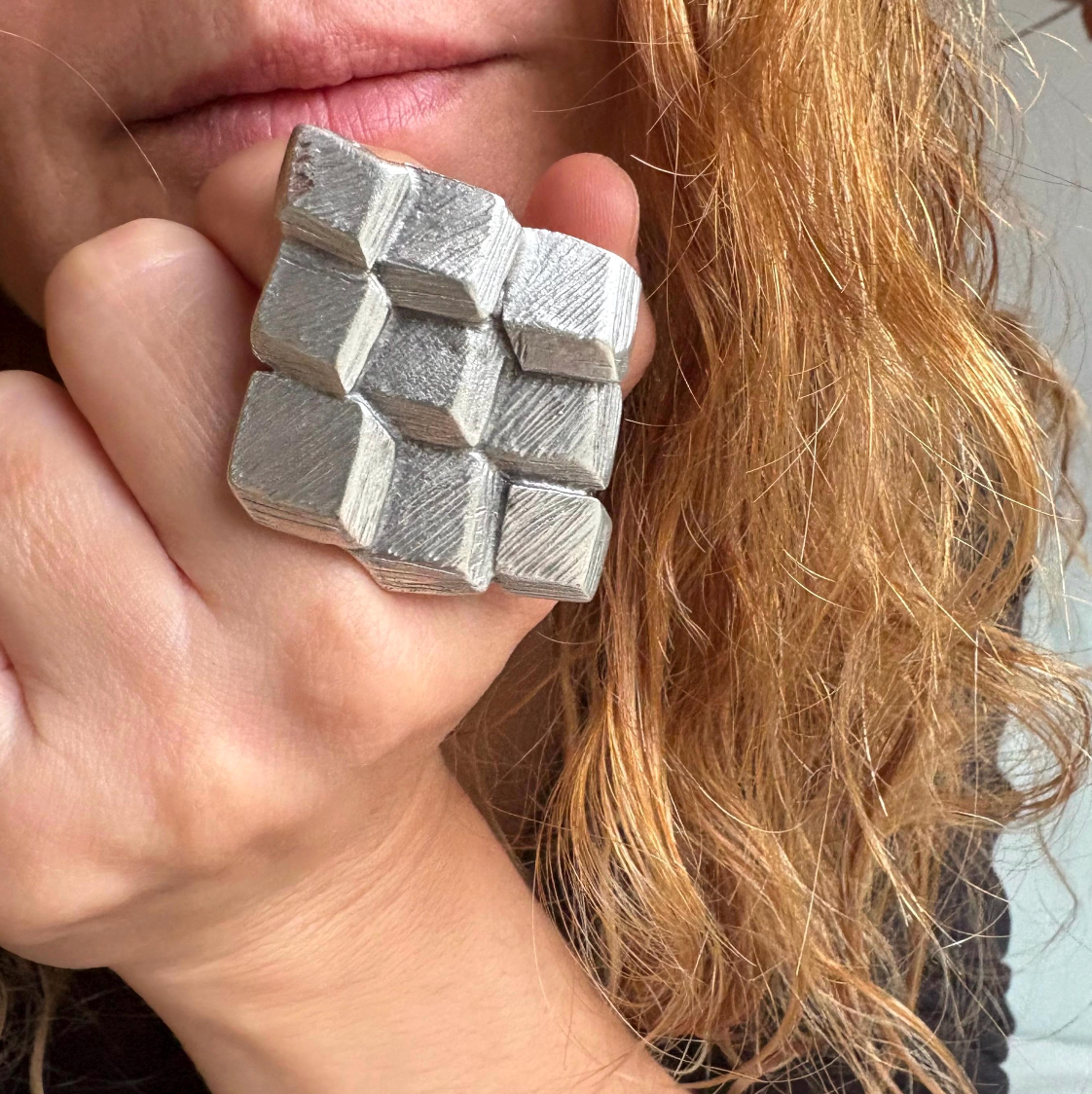 Bold Geometric 3D Ring | Modern Statement Jewelry | Handmade Art Ring