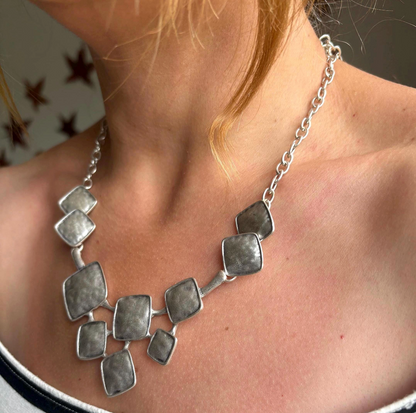 Chunky Vintage Style Necklace, Geometric Statement Jewelry, Gift for her
