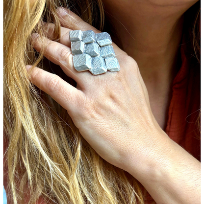 Bold Geometric 3D Ring | Modern Statement Jewelry | Handmade Art Ring