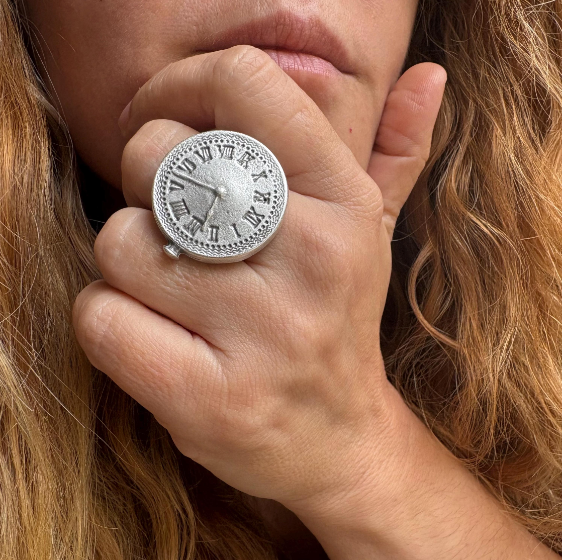 Roman Numeral Clock Face Ring | Adjustable Brass Ring | Vintage Boho Minimalist Jewelry for Women