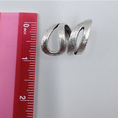 Adjustable Silver-Plated Brass Ring, Brutalist Modernist Jewelry
