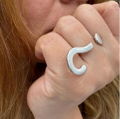 Silver Plated Question Mark Ring | Minimalist Statement Adjustable Jewelry, for Christmas Gift