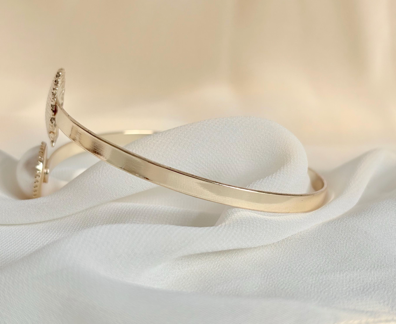Boho Brass Arm Cuff: Shell and Faux Pearl Armlet
