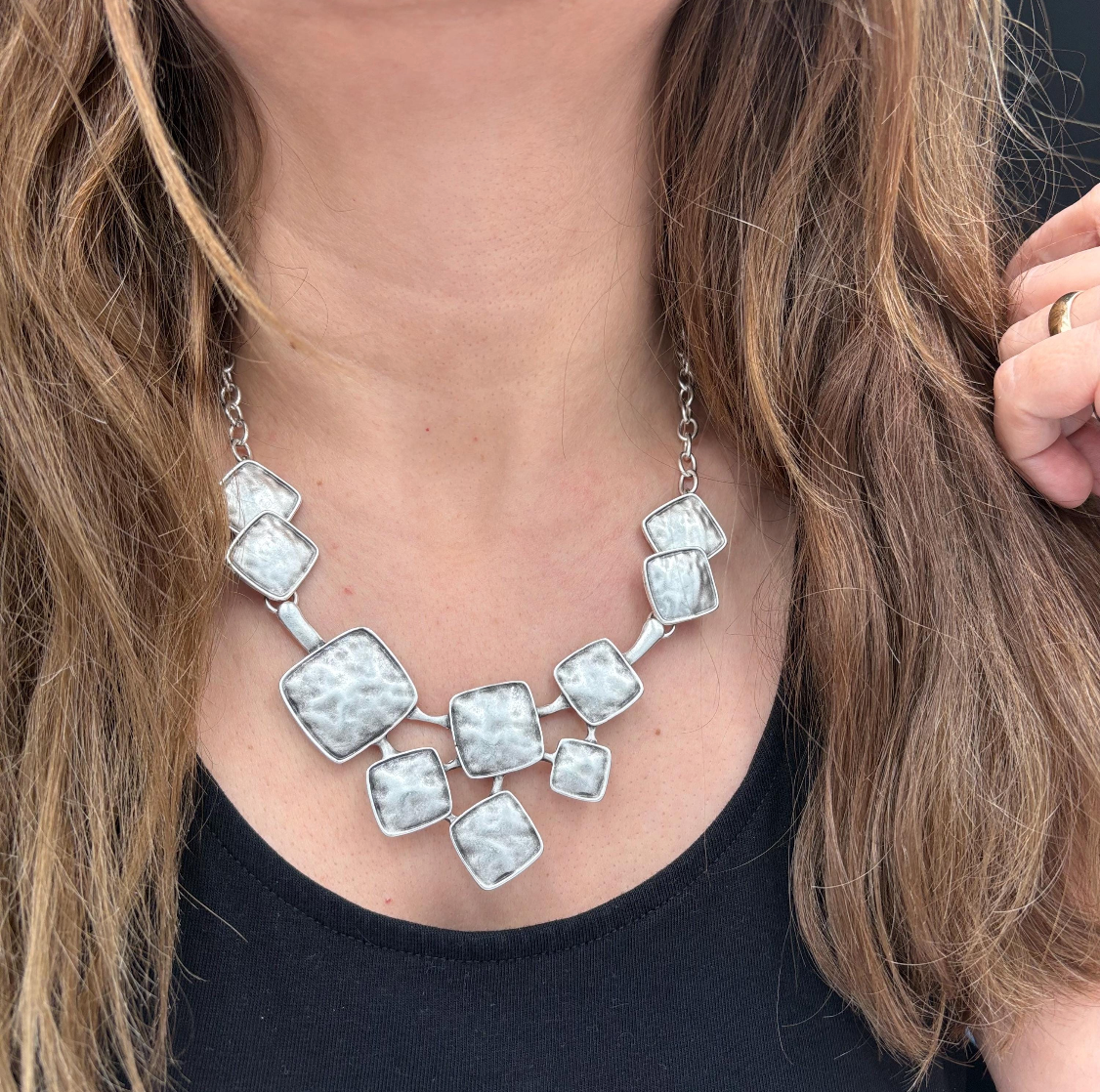 Chunky Vintage Style Necklace, Geometric Statement Jewelry, Gift for her