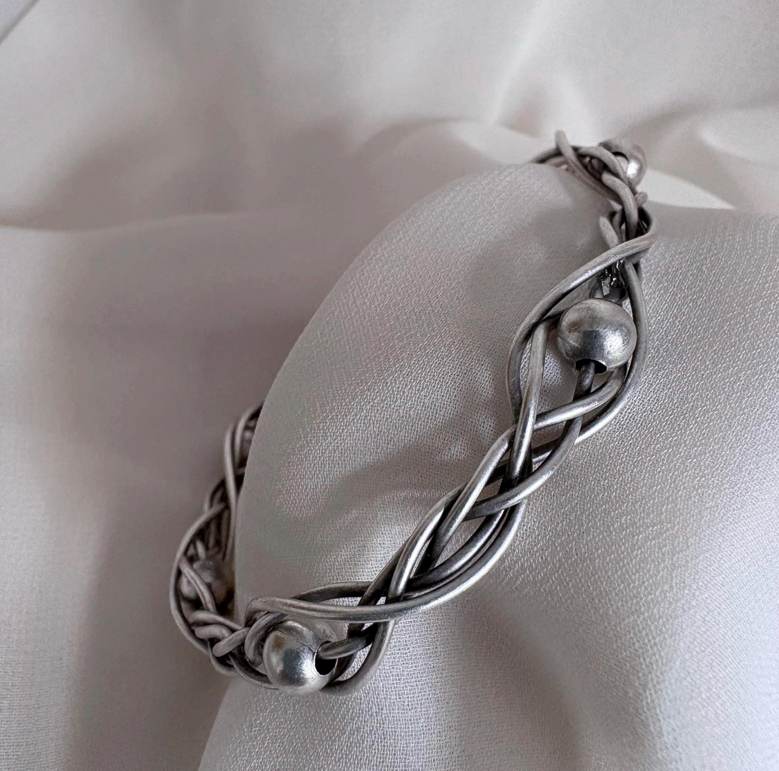 Silver Viking Arm Cuff Vintage Bracelet: Norse Knot Braid Brass Bracelet
