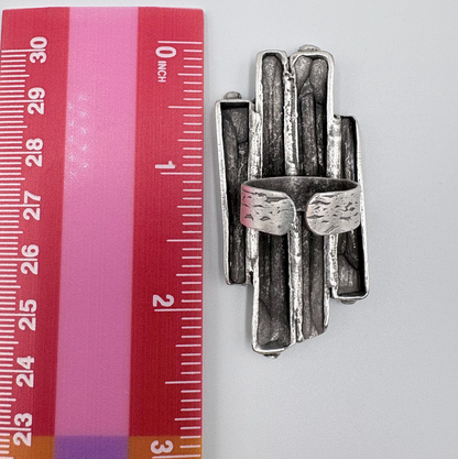 Adjustable Statement Ring | Silver Plated Brass, Geometric Jewelry