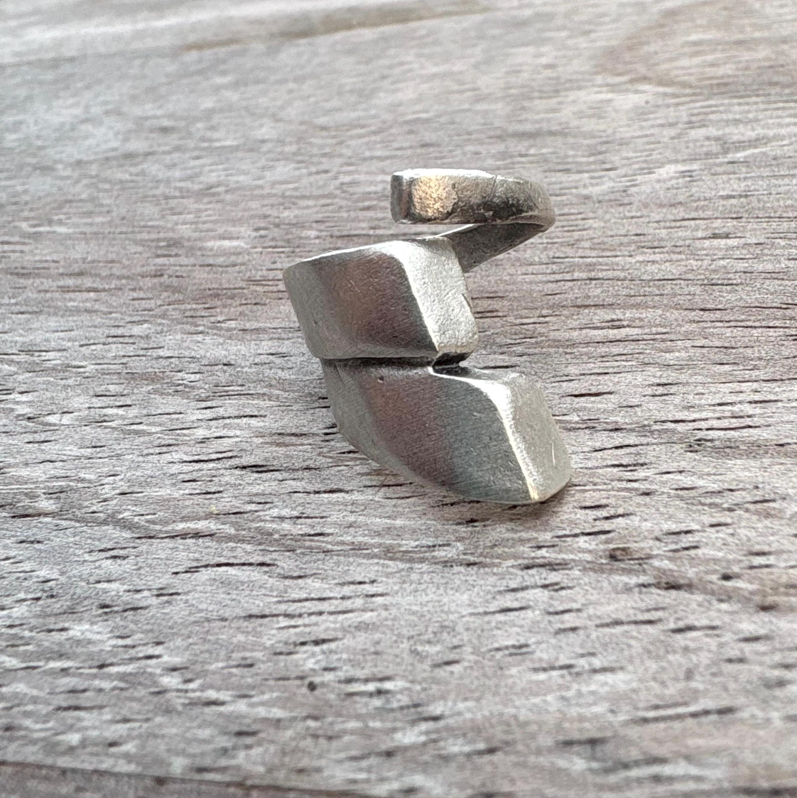Adjustable Silver Plated Brass Ring, Bold Geometric Jewelry