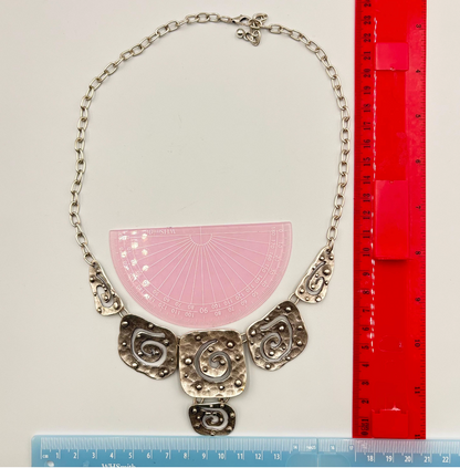 Handmade Silver Plated Bib Necklace: Chunky Spiral Pendant, Hypoallergenic