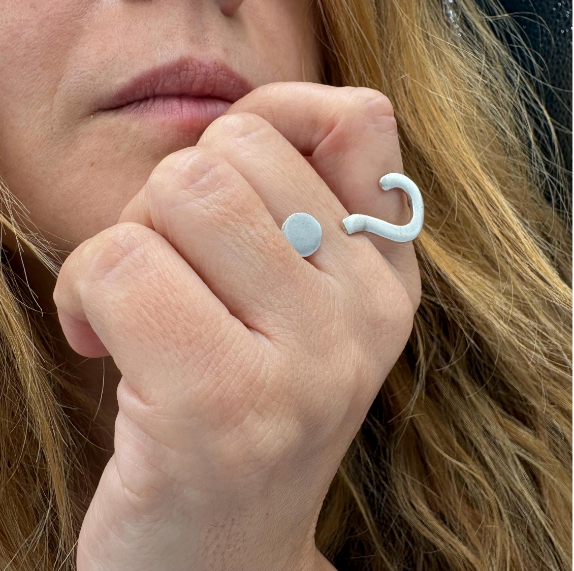Silver Plated Question Mark Ring | Minimalist Statement Adjustable Jewelry, for Christmas Gift