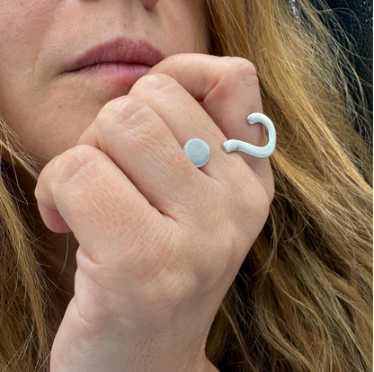Silver Plated Question Mark Ring | Minimalist Statement Adjustable Jewelry, for Christmas Gift
