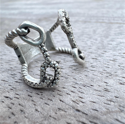 Adjustable Knotted Loop Ring — Brass Rope Open Band — Boho Artisan Vintage-Inspired Textured Statement Ring