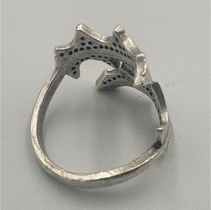 Antique Silver Gothic Armor Ring • Unisex Fantasy Jewelry