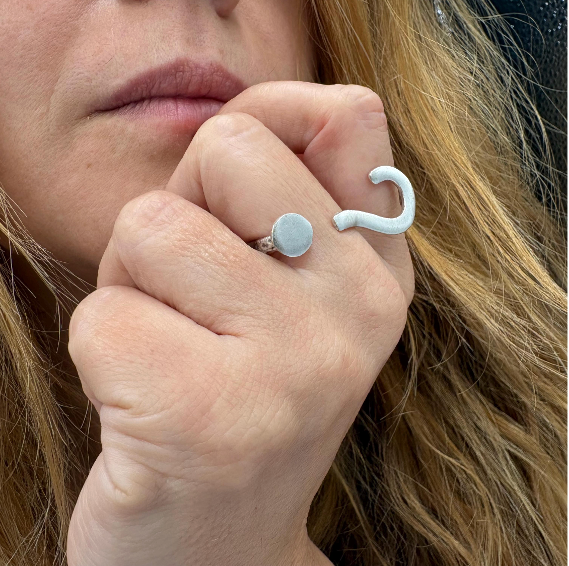 Silver Plated Question Mark Ring | Minimalist Statement Adjustable Jewelry, for Christmas Gift