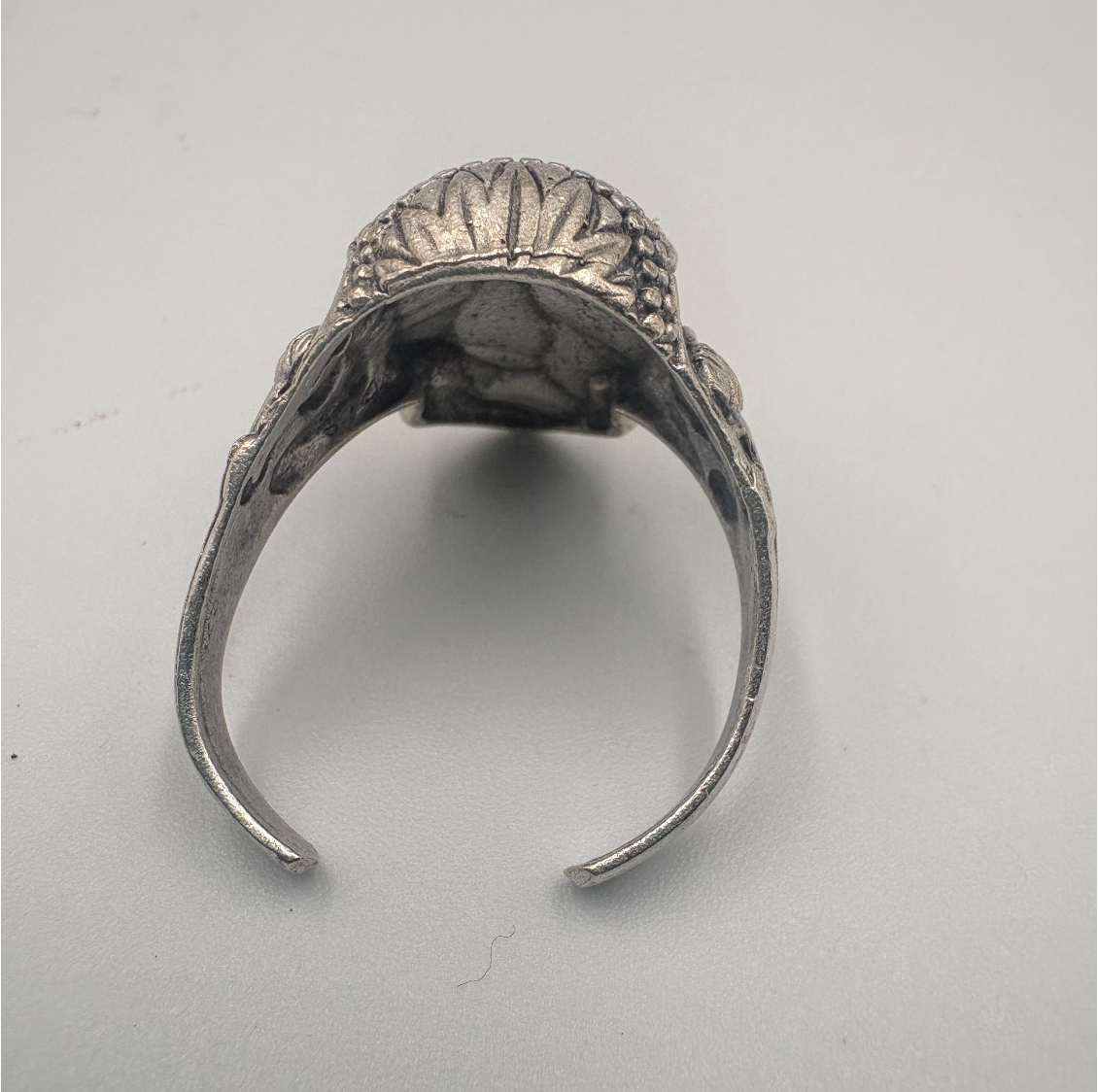 Gothic Mask Ring • Silver Plated Brass, Adjustable Boho Punk Band