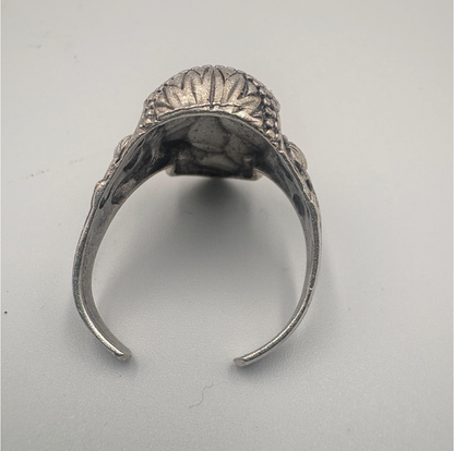 Gothic Mask Ring • Silver Plated Brass, Adjustable Boho Punk Band