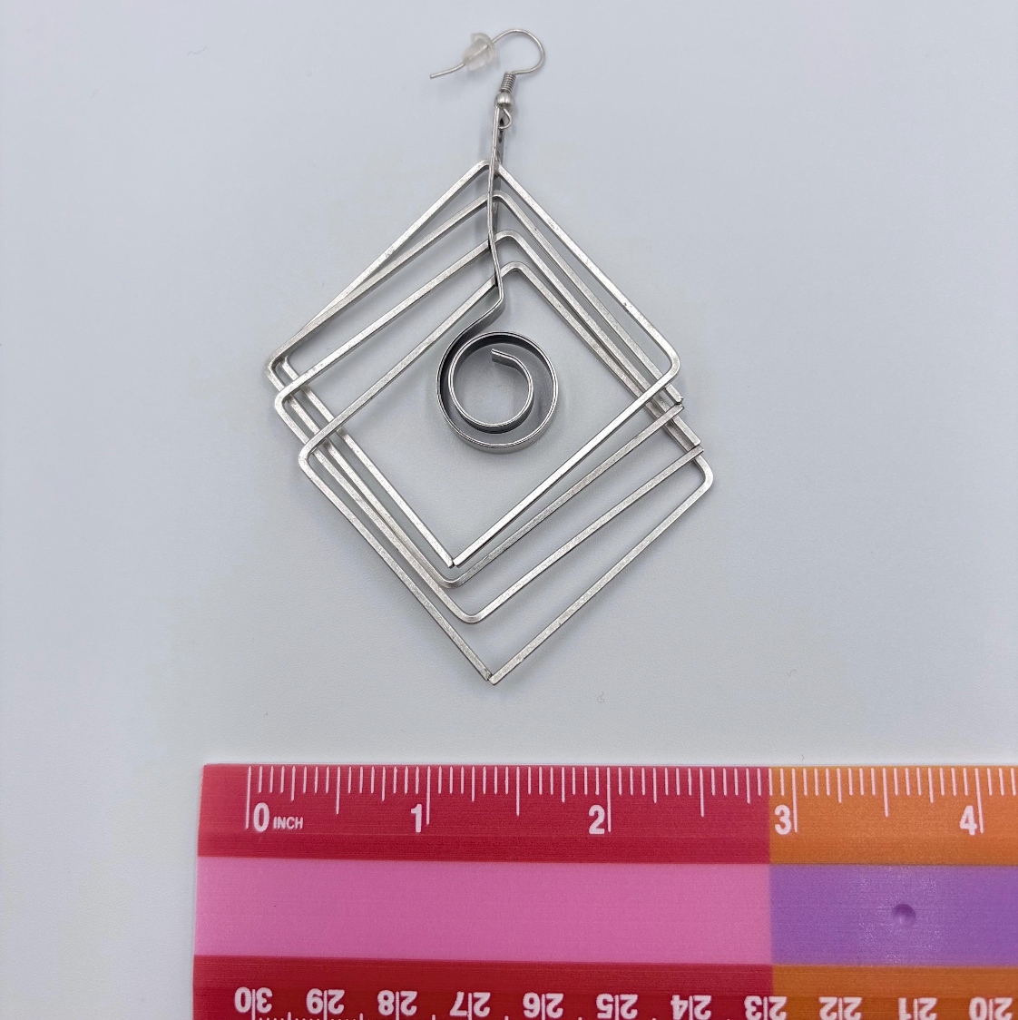 Brutalist Silver Plated Earrings, Geometric Dangle, Architectural Jewelry