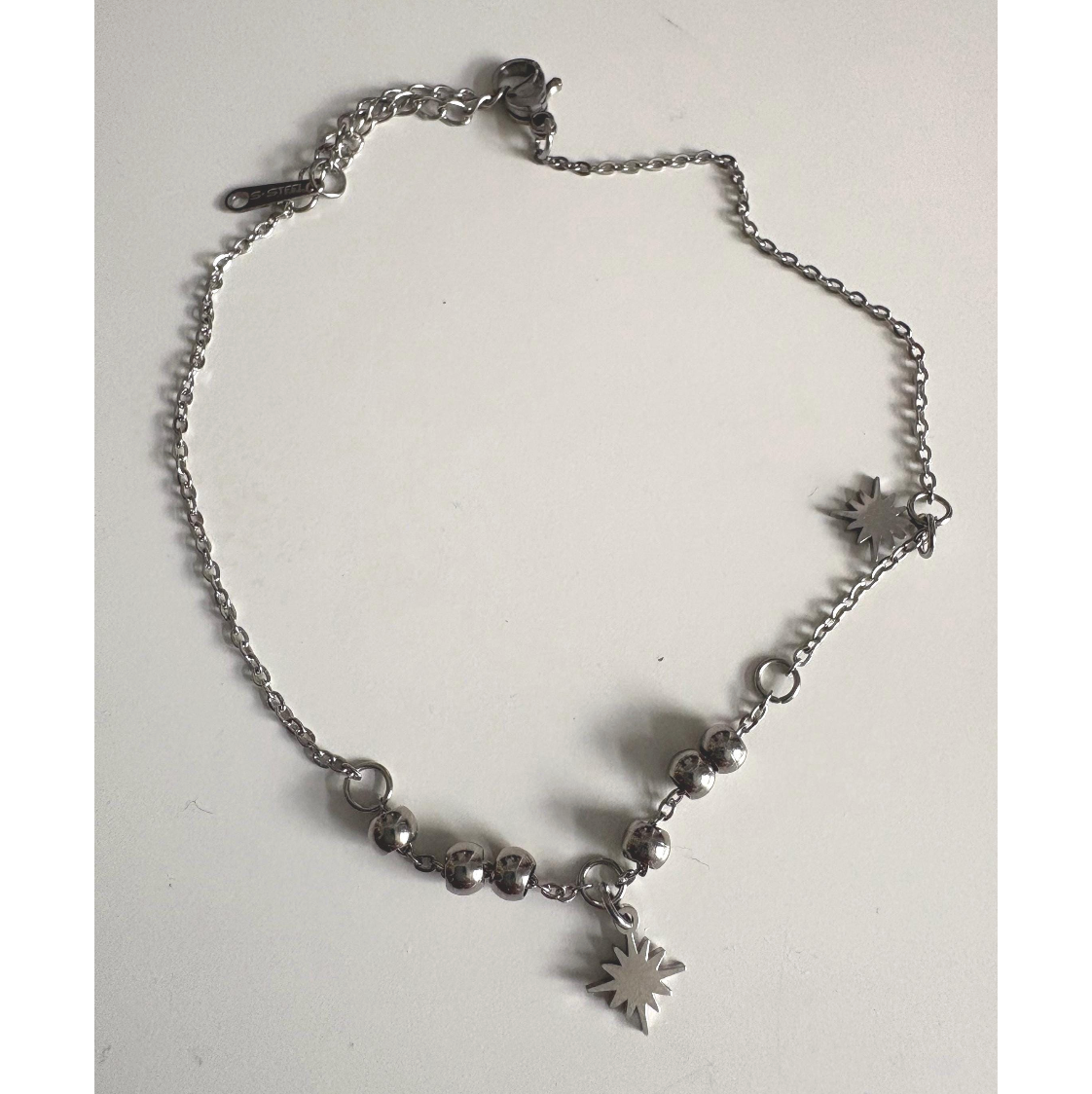 Gold Sun Charm Anklet: Beaded Stainless Steel Ankle Bracelet