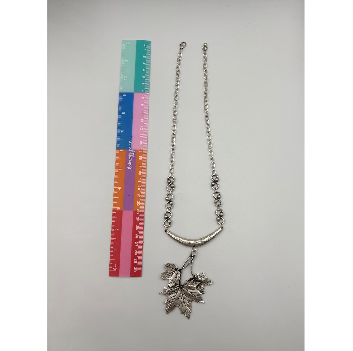 Silver Maple Leaf Necklace, Rustic Boho Pendant, Woodland Jewelry