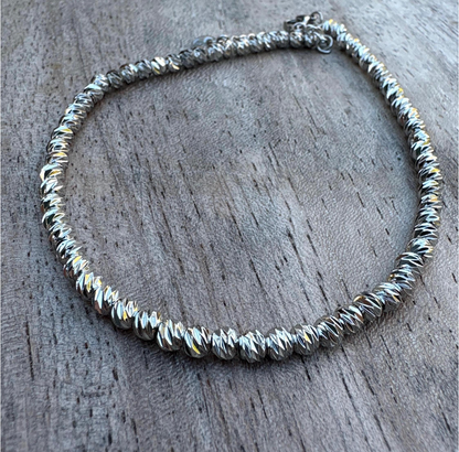 Stainless Steel Beaded Anklet | Silver Ankle Bracelet for Women, Minimalist Jewelry