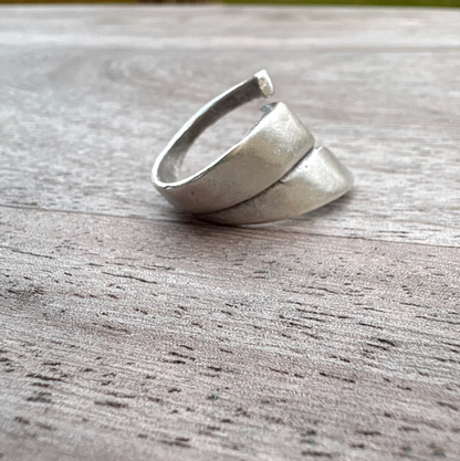 Adjustable Silver Plated Brass Ring, Bold Geometric Jewelry