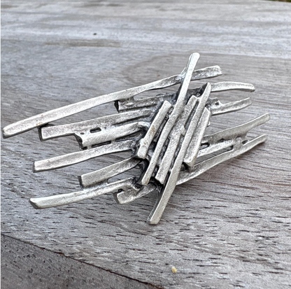 Sculptural Silver Plated Brass Ring • Modern Abstract Statement Jewelry
