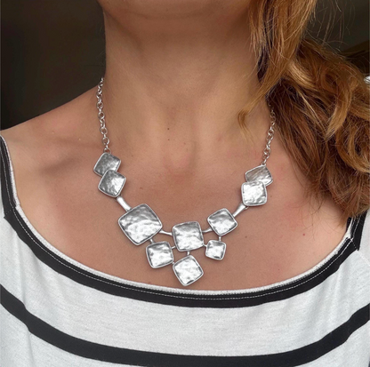 Chunky Vintage Style Necklace, Geometric Statement Jewelry, Gift for her