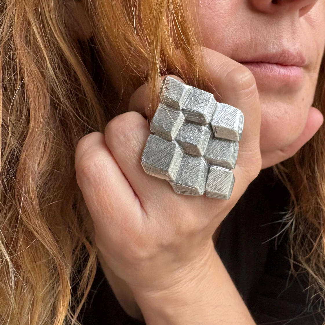 Bold Geometric 3D Ring | Modern Statement Jewelry | Handmade Art Ring