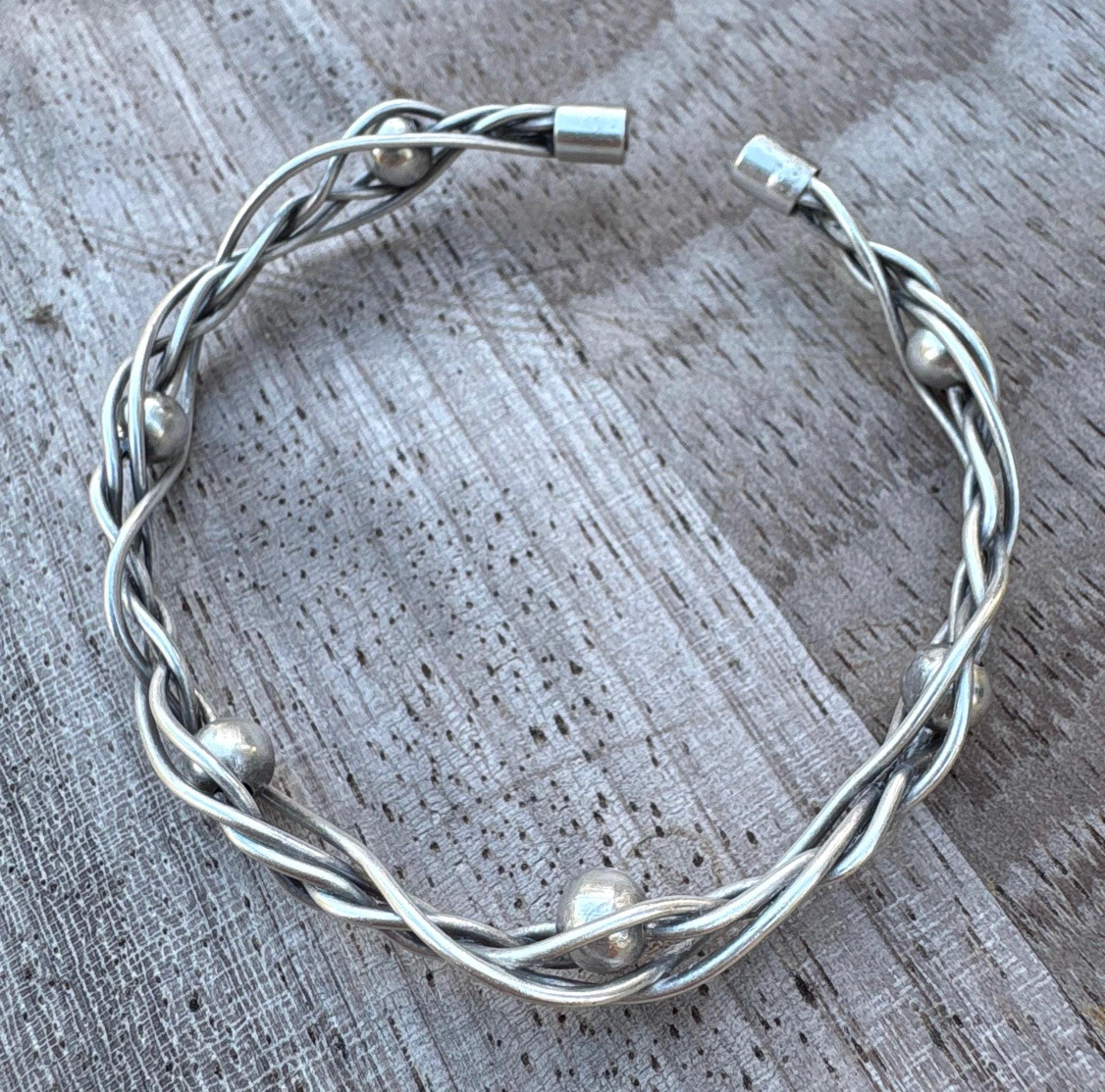 Silver Viking Arm Cuff Vintage Bracelet: Norse Knot Braid Brass Bracelet