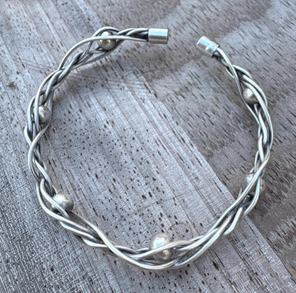 Silver Viking Arm Cuff Vintage Bracelet: Norse Knot Braid Brass Bracelet