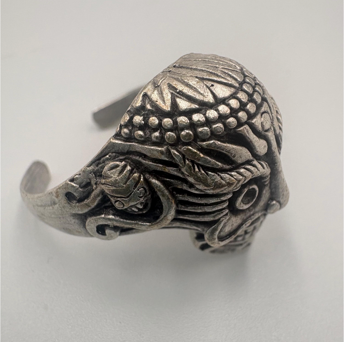 Gothic Mask Ring • Silver Plated Brass, Adjustable Boho Punk Band