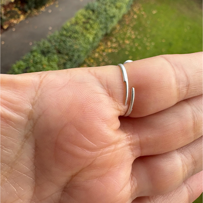 Abstract Geometric Brass Ring – Adjustable Open Band Ring, Lightweight, Nickel-Free Jewelry