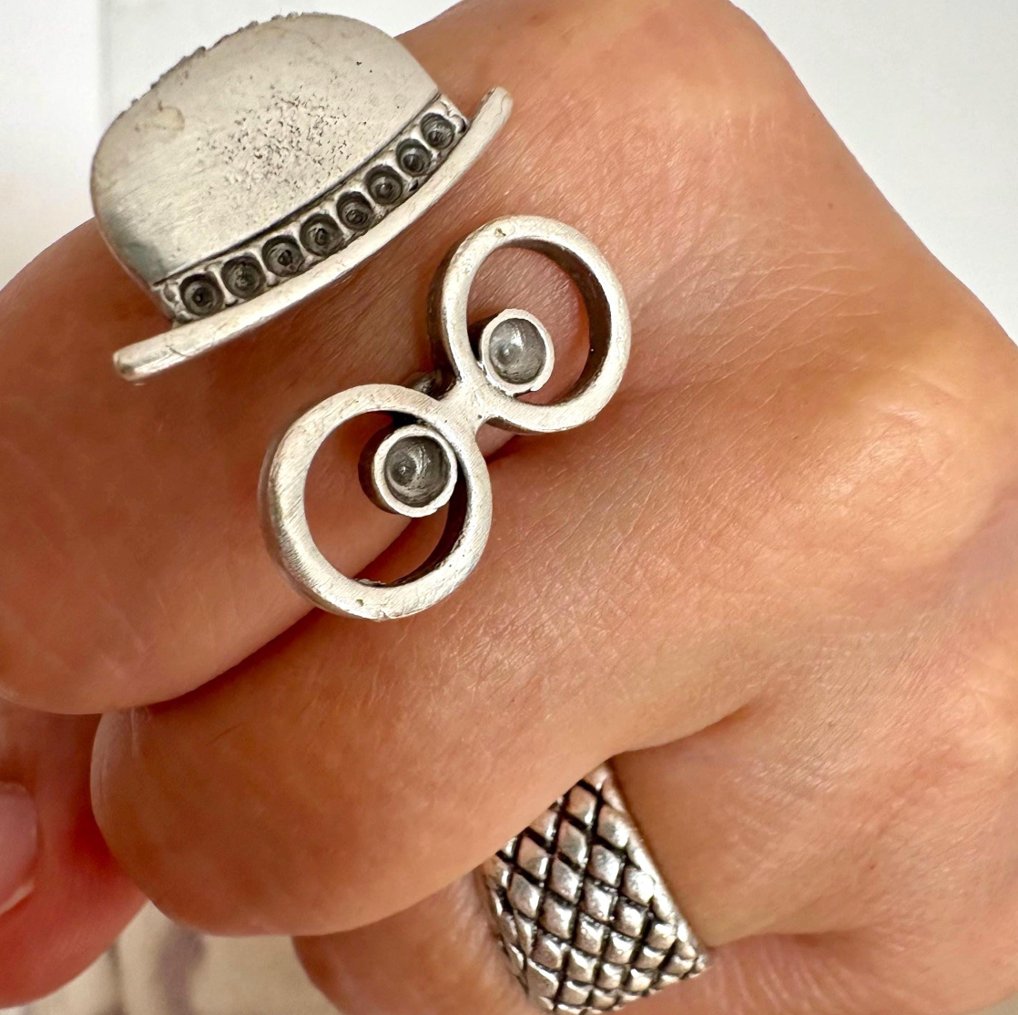 Handcrafted Abstract Silver Vintage Ring - Unique Modern Art Jewelry - Ring For Women