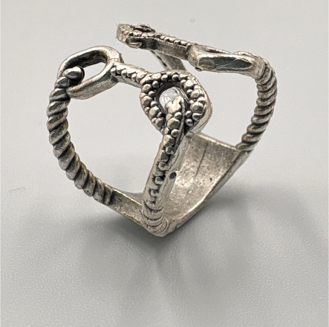 Adjustable Knotted Loop Ring — Brass Rope Open Band — Boho Artisan Vintage-Inspired Textured Statement Ring